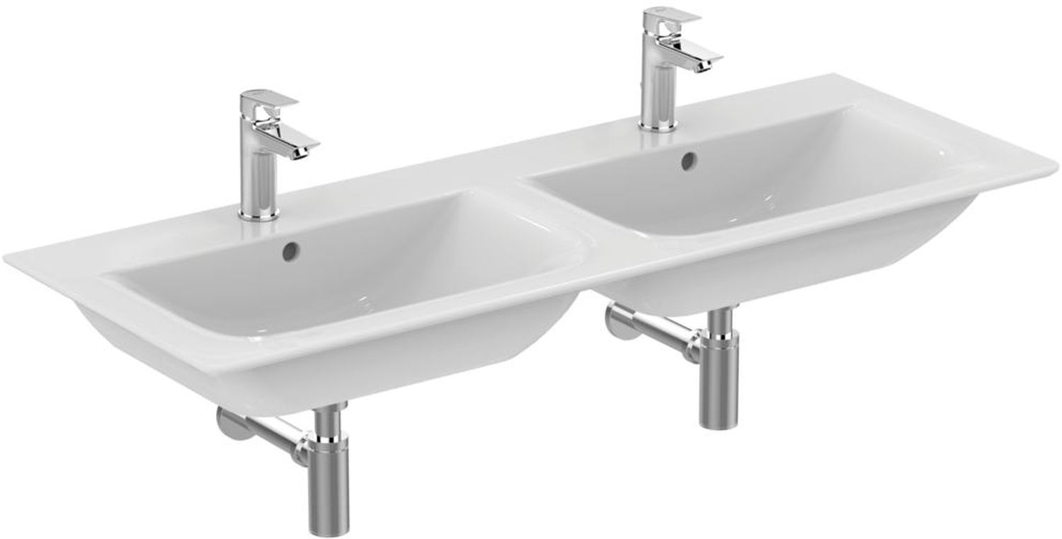 Ideal Standard Connect Air lavabo 124x46 cm rettangolare a parete-da mobile-doppio bianco E027301