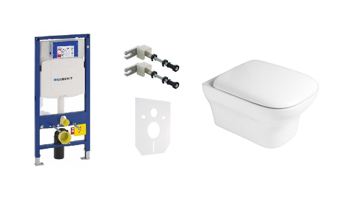 Zestaw Geberit Duofix stelaż podtynkowy i miska WC wisząca PureRim z deską wolnoopadającą Oltens Gulfoss (111320005, 111815001, 49301000, 42003000, 45105000)