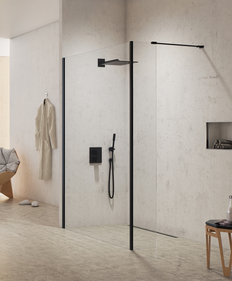New Trendy New Modus Black parete doccia walk-in 100 cm nero opaca/vetro trasparente EXK-0066