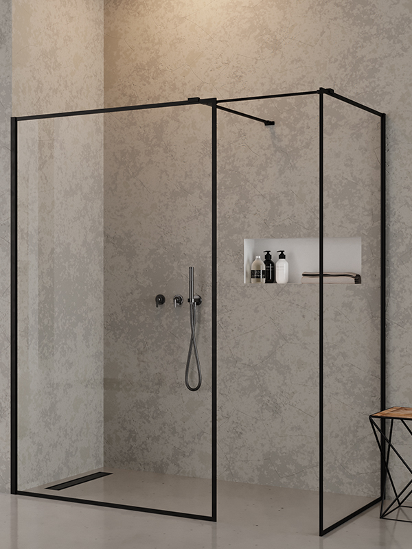 New Trendy New Modus Black box doccia walk-in 150x90 cm rettangolare nero opaca/vetro trasparente EXK-0122