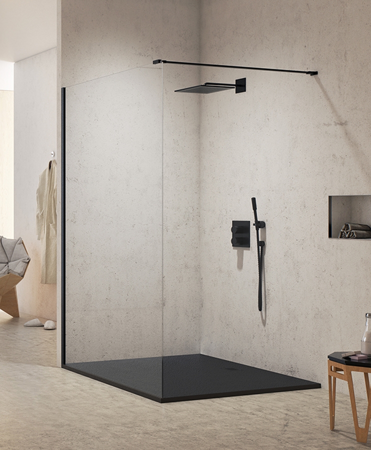 New Trendy New Modus Black parete doccia walk-in 140 cm nero opaca/vetro trasparente EXK-0063