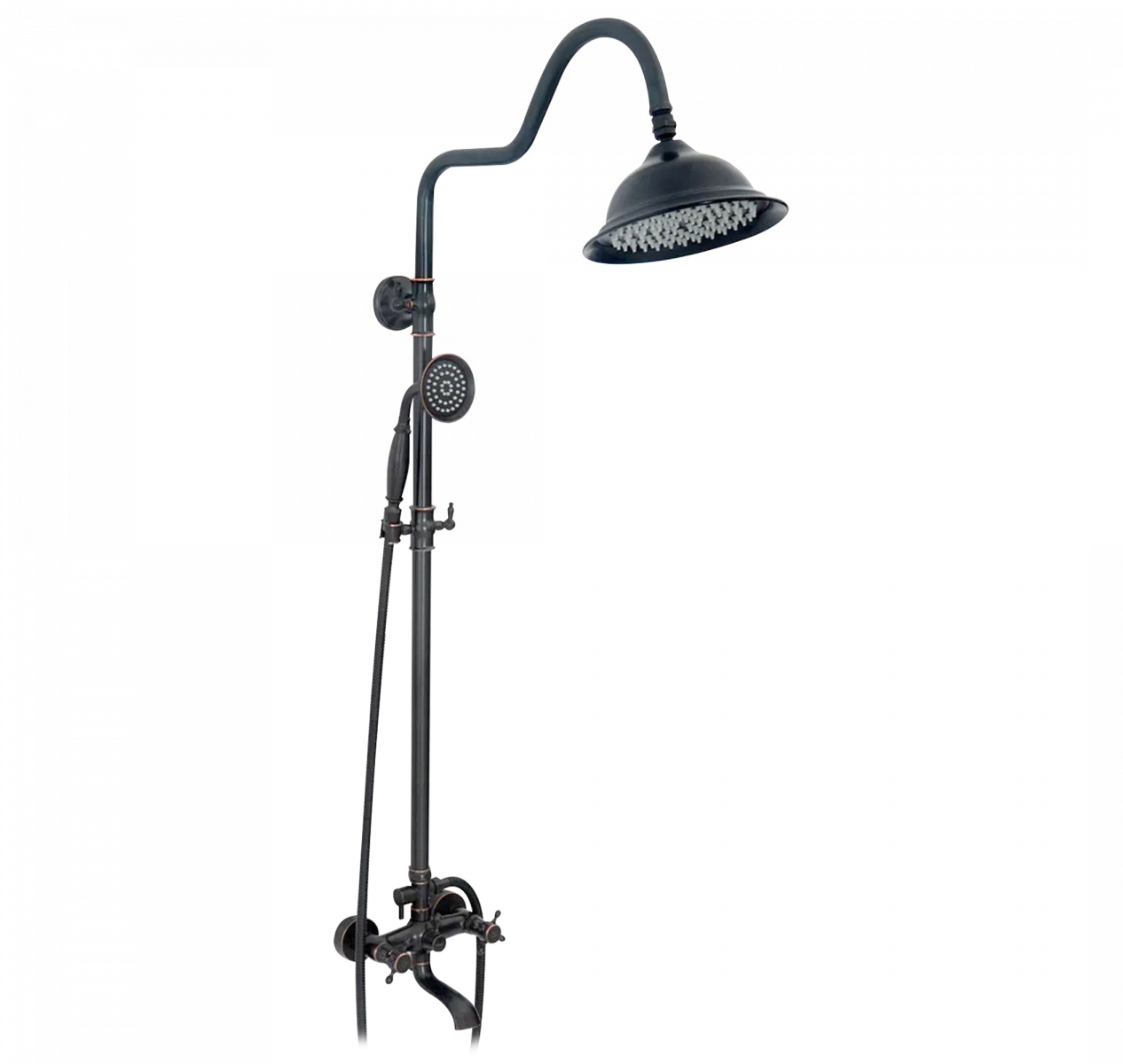 Rea Retro Old Black set per vasca e doccia a parete con soffione nero REA-P2366