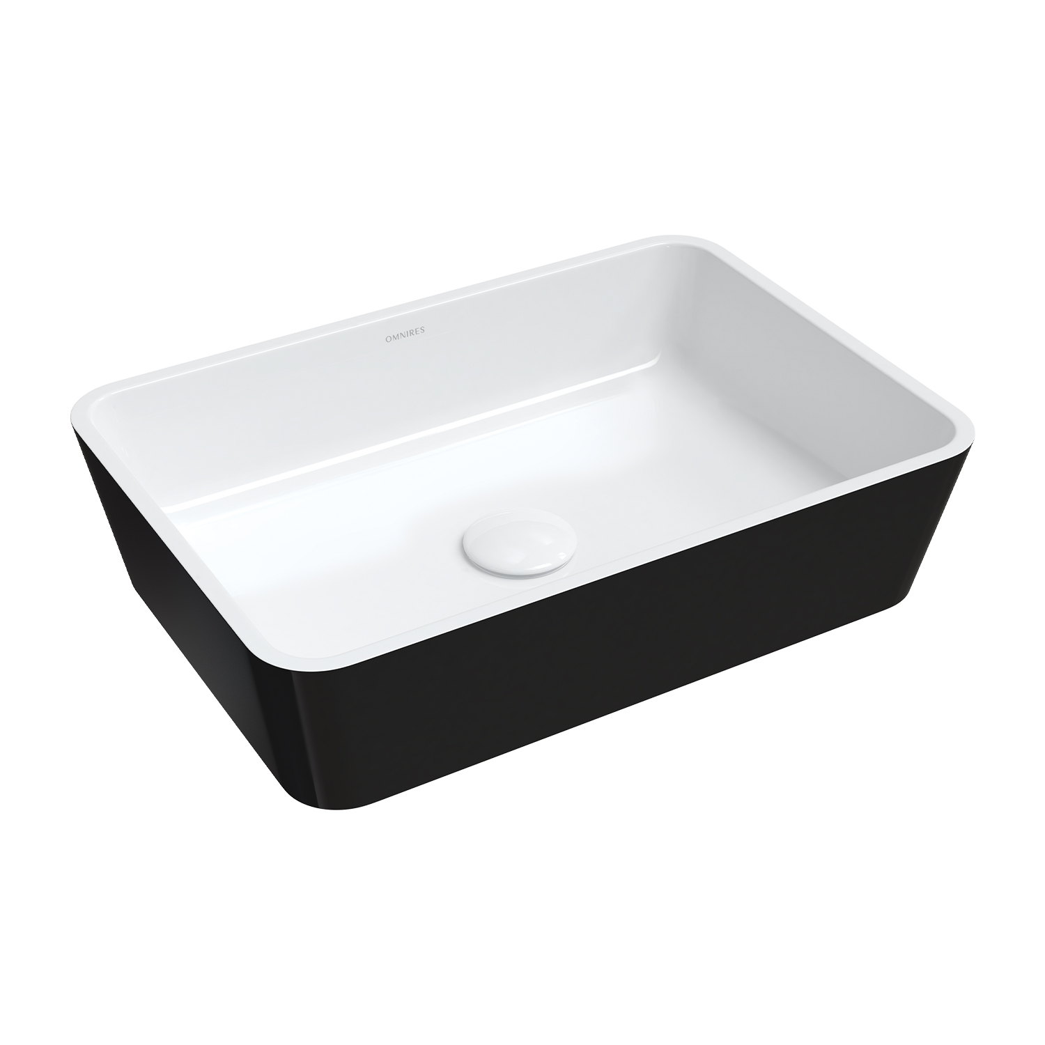 Omnires M+ lavabo 50x35 cm rettangolare da appoggio bianco-nero PARMAUNBCP