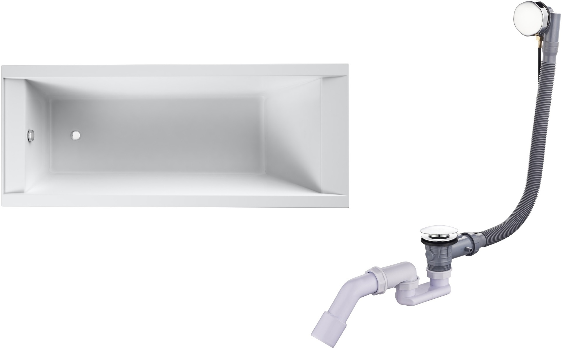 Set vasca da bagno rettangolare Oltens Langfoss 10005000, sifone per vasca da bagno Oltens Oster 03001100