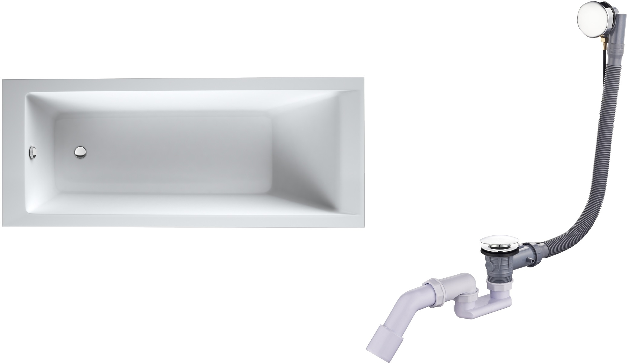 Set vasca da bagno rettangolare Oltens Langfoss 10002000, sifone per vasca da bagno Oltens Oster 03001100