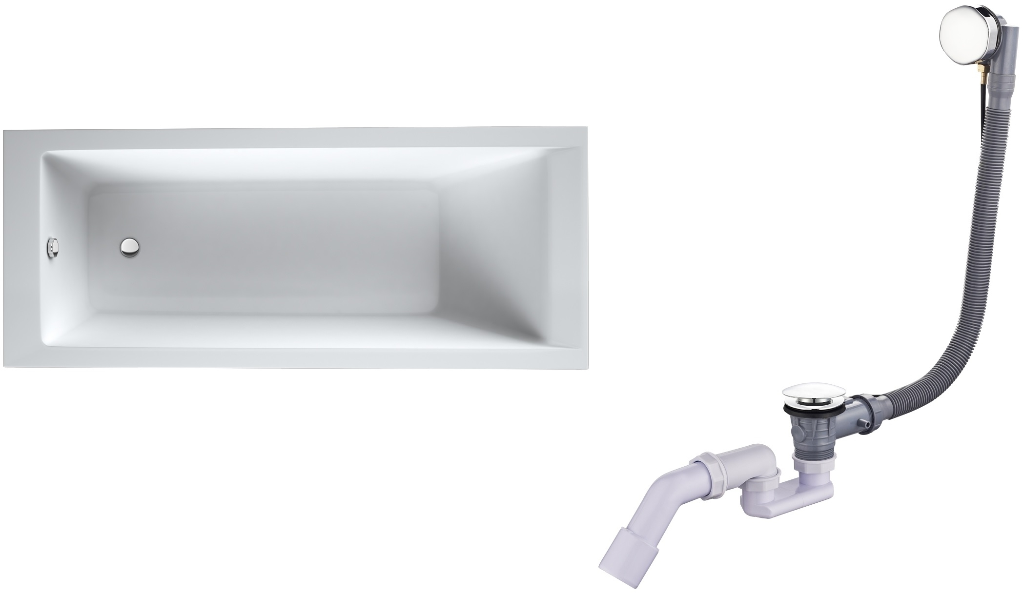 Set vasca da bagno rettangolare Oltens Langfoss 10001000, sifone per vasca da bagno Oltens Oster 03001100