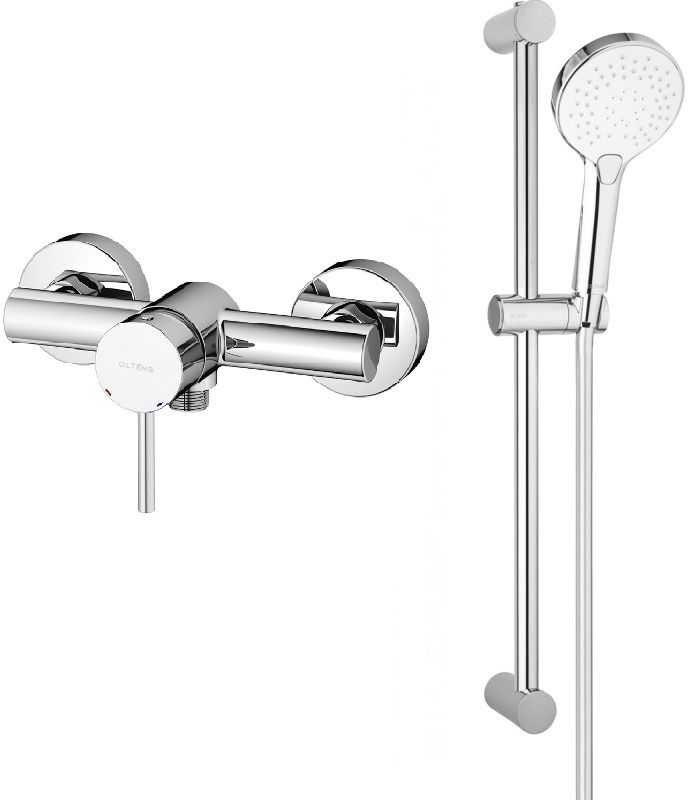 Set rubinetto per doccia Oltens Molle 33000100, asta doccia Oltens Alling 37300100, 37101110, 37201100