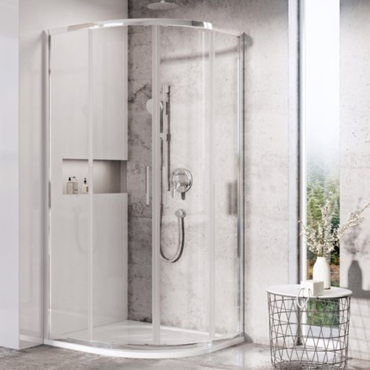 Ravak Blix box doccia 80x80 cm semicircolare alluminio lucida/vetro trasparente X3BM40C00Z1