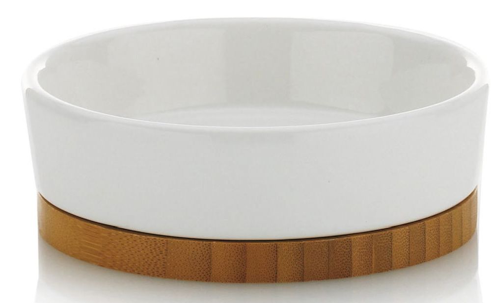 Kela Natura portasapone da appoggio bianco-legno 20969