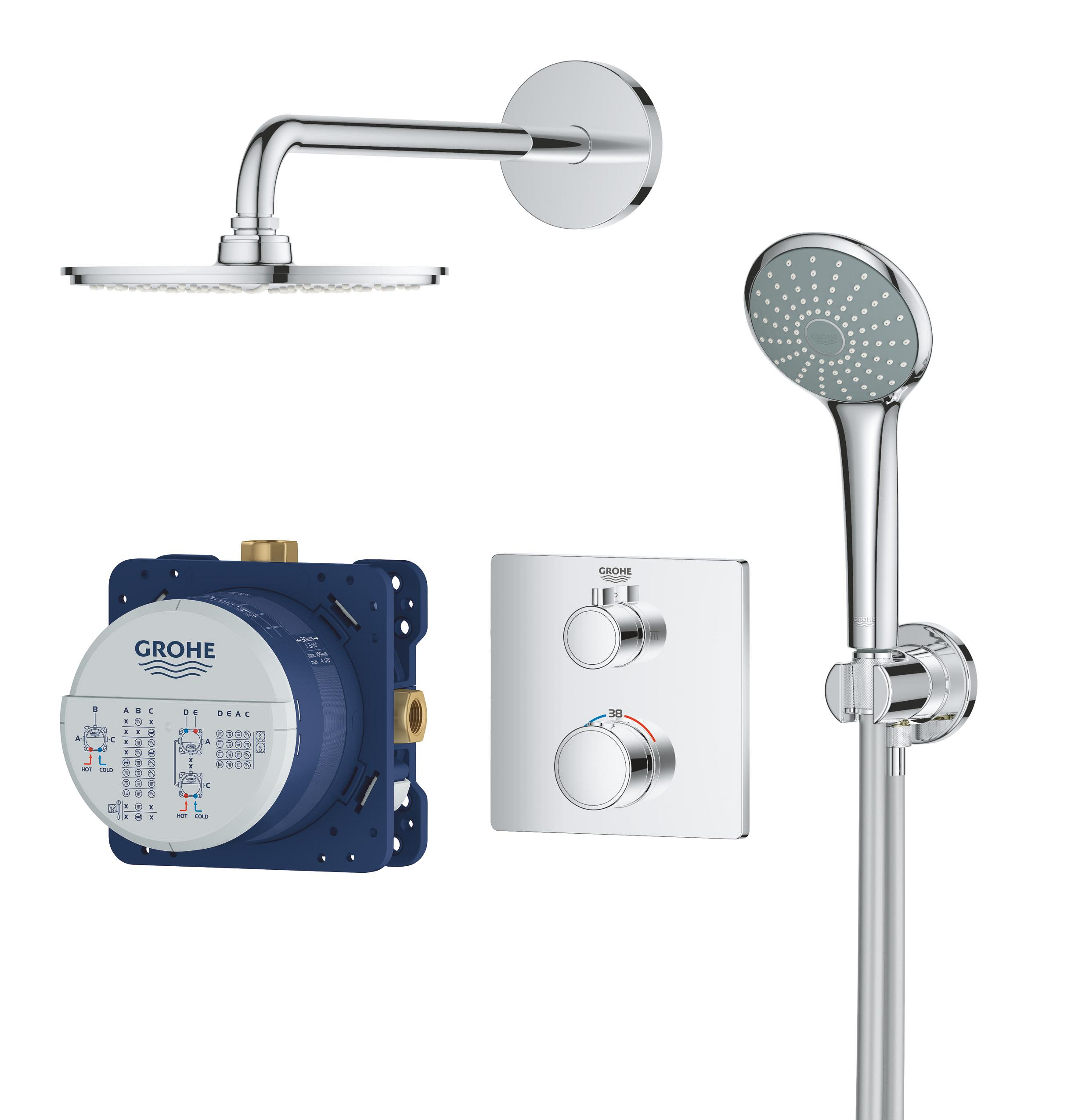 Grohe Grohtherm set doccia da incasso con termostato con soffione StarLight Chrome 34734000