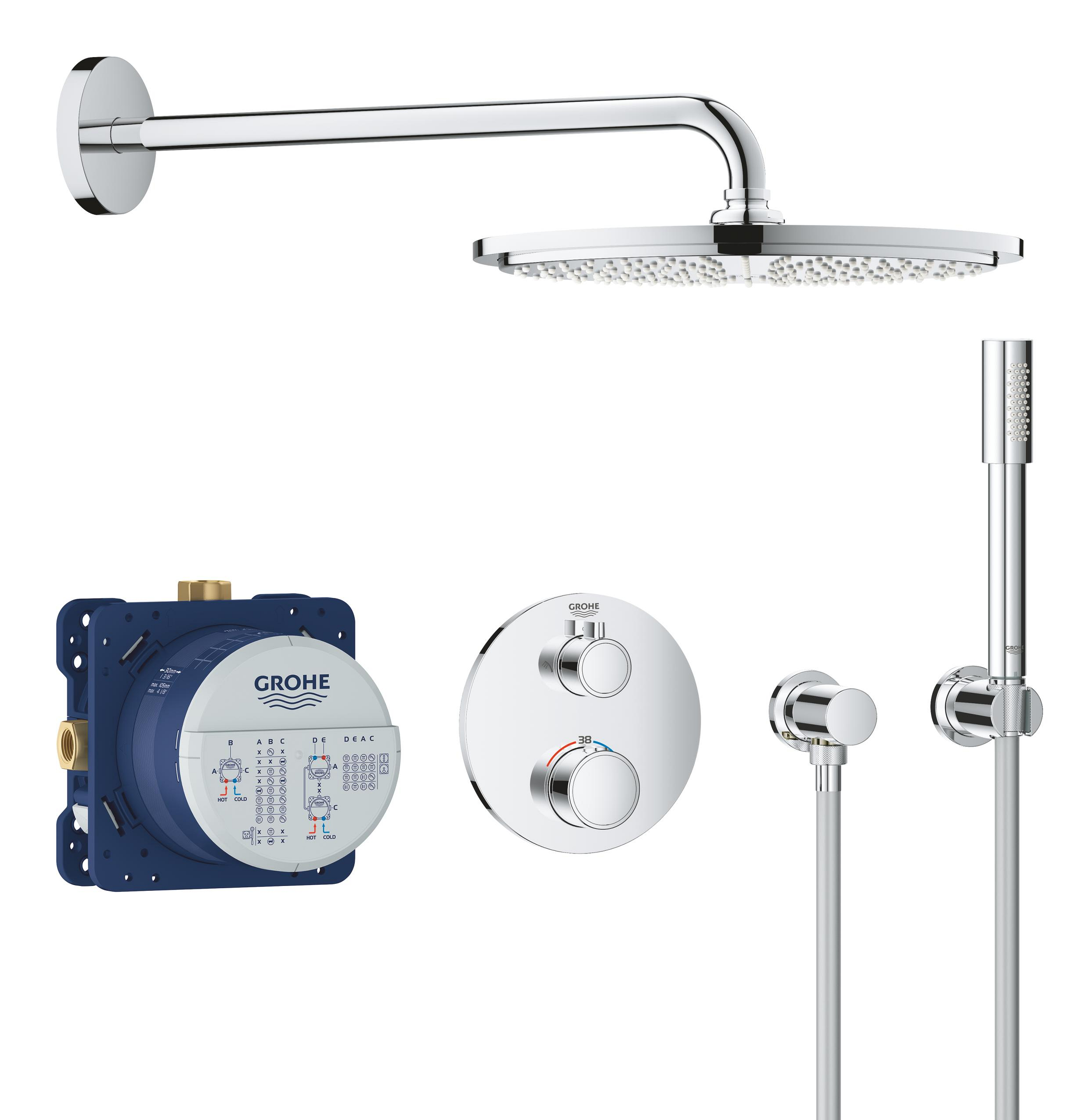 Grohe Grohtherm set doccia da incasso con termostato con soffione StarLight Chrome 34731000