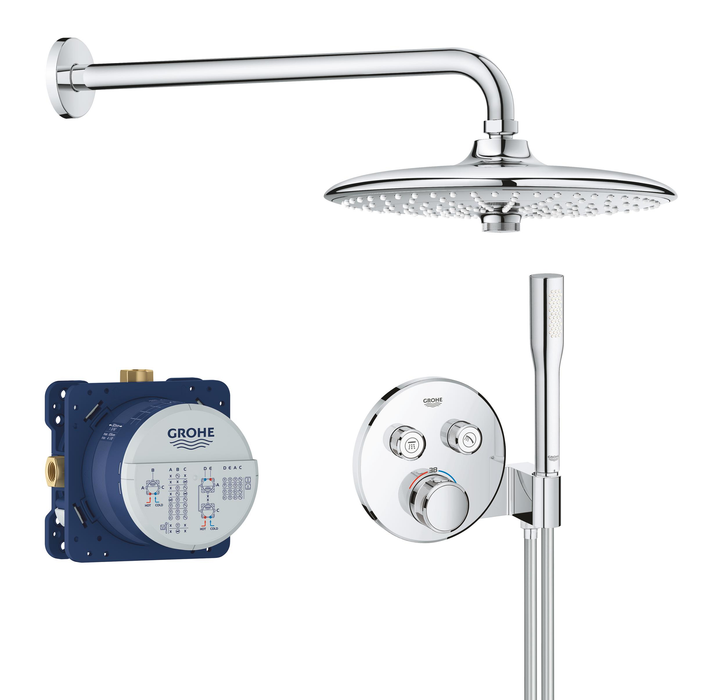 Grohe Grohtherm SmartControl set doccia da incasso con termostato con soffione StarLight Chrome 34744000