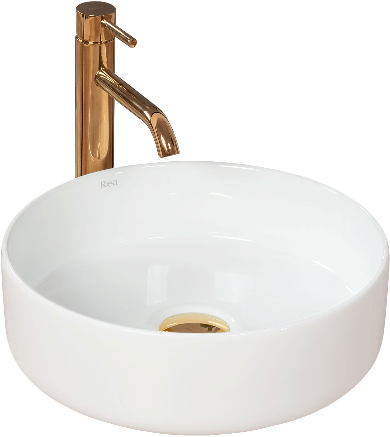 Rea Sami lavabo 36x36 cm rotonda da appoggio bianco REA-U1891