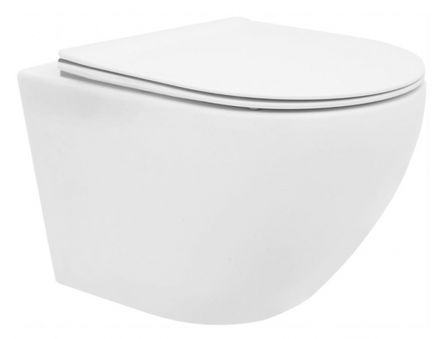 Rea Carlo Mini vaso wc con copriwater a discesa lenta sospeso senza brida bianco lucida REA-C2760