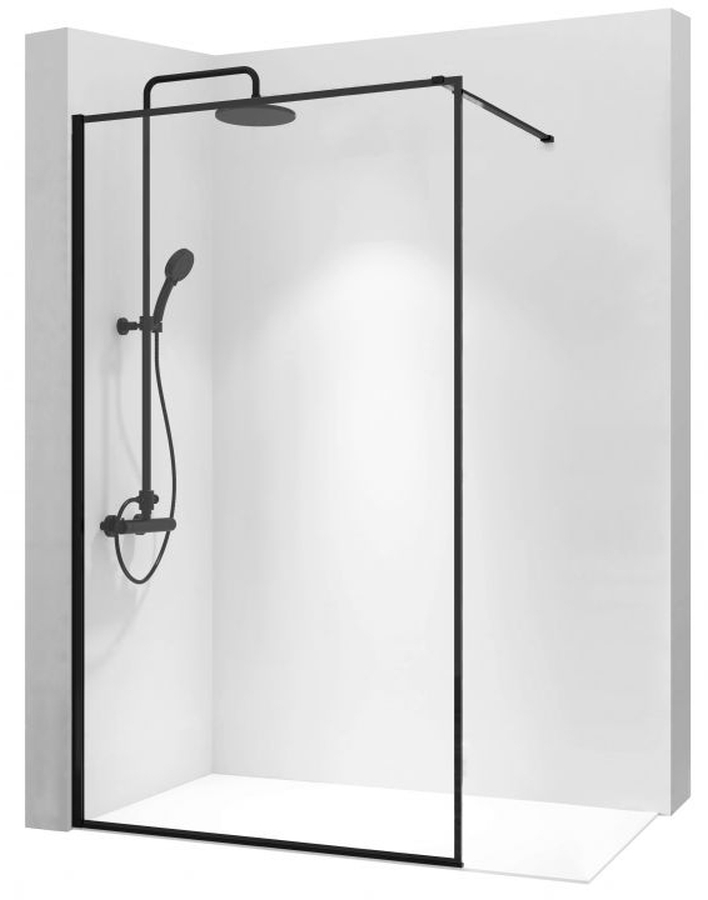 Rea Bler parete doccia 110 cm nero semiopaca/vetro trasparente REA-K7630