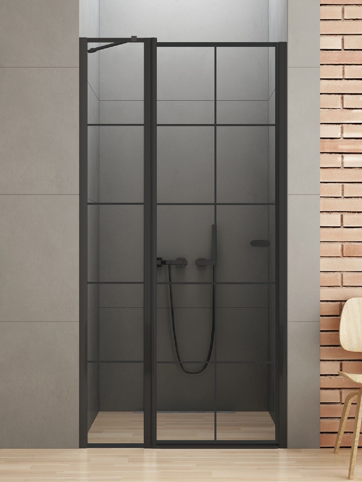 New Trendy New Soleo Black porta doccia 90 cm a battente nero opaca/vetro trasparente D-0279A