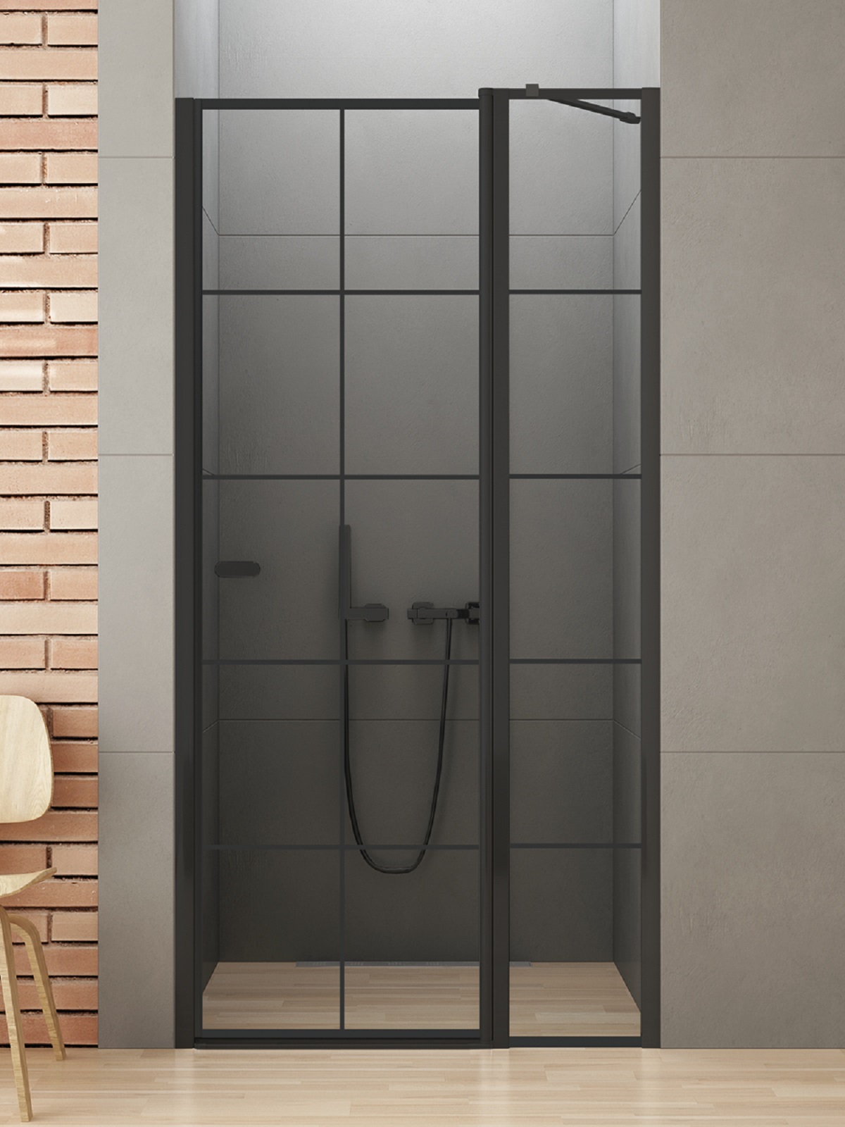 New Trendy New Soleo Black porta doccia 90 cm a battente nero opaca/vetro trasparente D-0293A