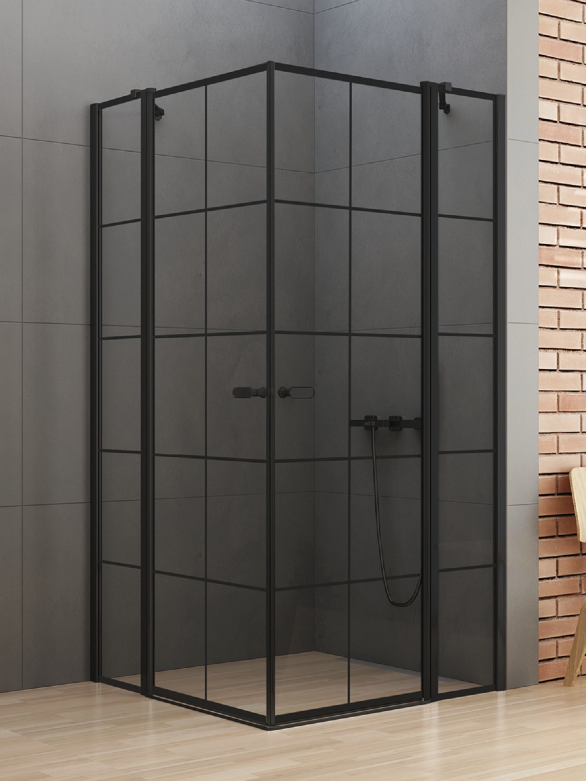 New Trendy New Soleo Black box doccia 90x90 cm quadrato nero opaca/vetro con motivo K-0580