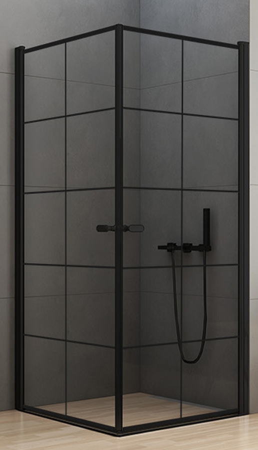 New Trendy New Soleo Black box doccia 90x90 cm quadrato nero opaca/vetro con motivo D-0285A/D-0285A