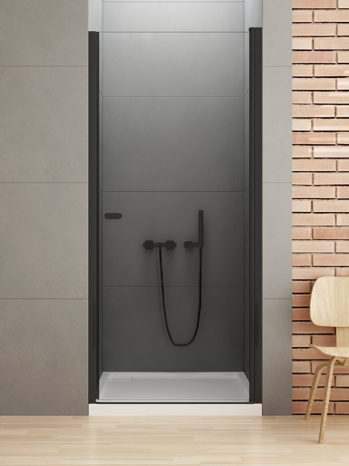 New Trendy New Soleo Black porta doccia 90 cm a battente nero opaca/vetro trasparente D-0211A