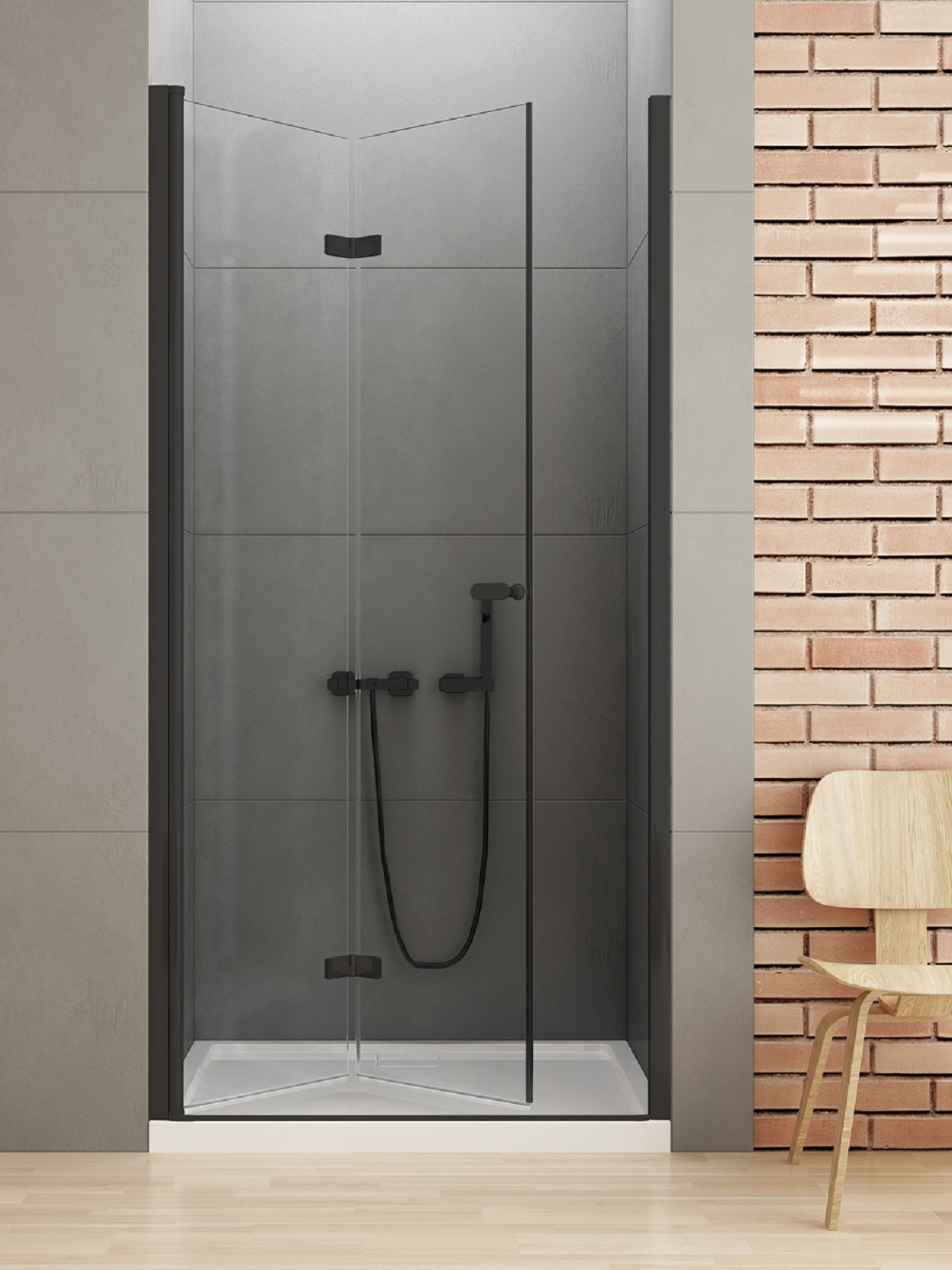 New Trendy New Soleo Black porta doccia 90 cm pieghevole nero opaca/vetro trasparente D-0223A