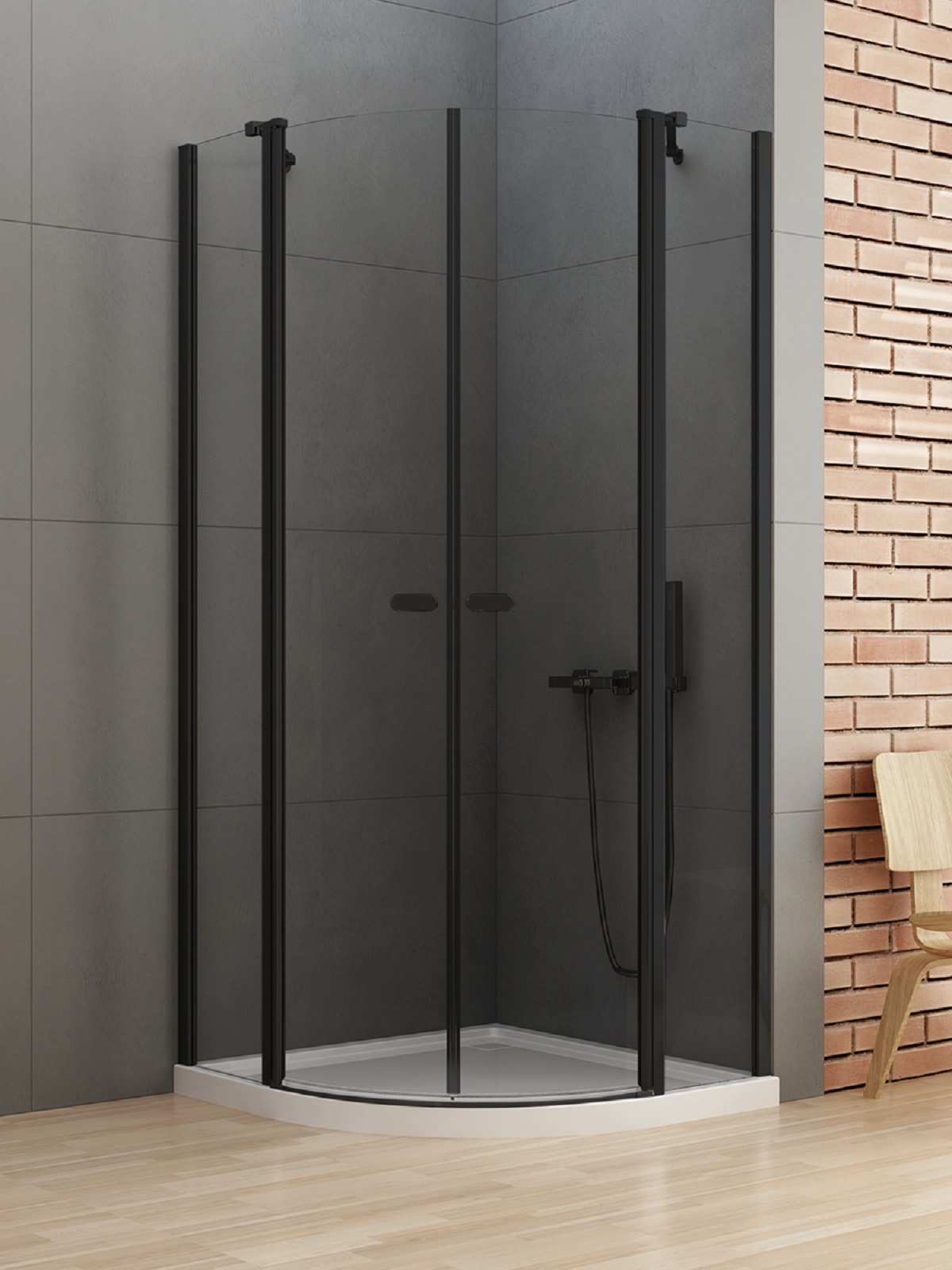 New Trendy New Soleo Black box doccia 90x90 cm semicircolare nero opaca/vetro trasparente K-0539