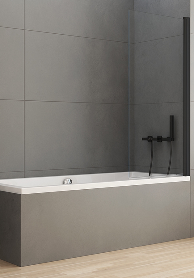 New Trendy New Soleo Black parete vasca 70 cm 1 anta nero opaca/vetro trasparente P-0039