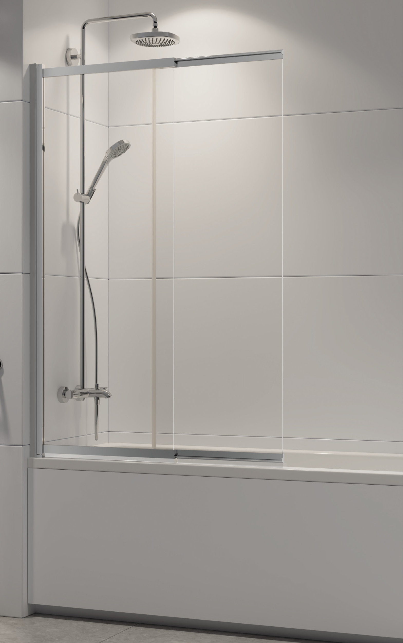 New Trendy Alta parete vasca 100 cm 2 ante cromo lucida/vetro trasparente P-0038