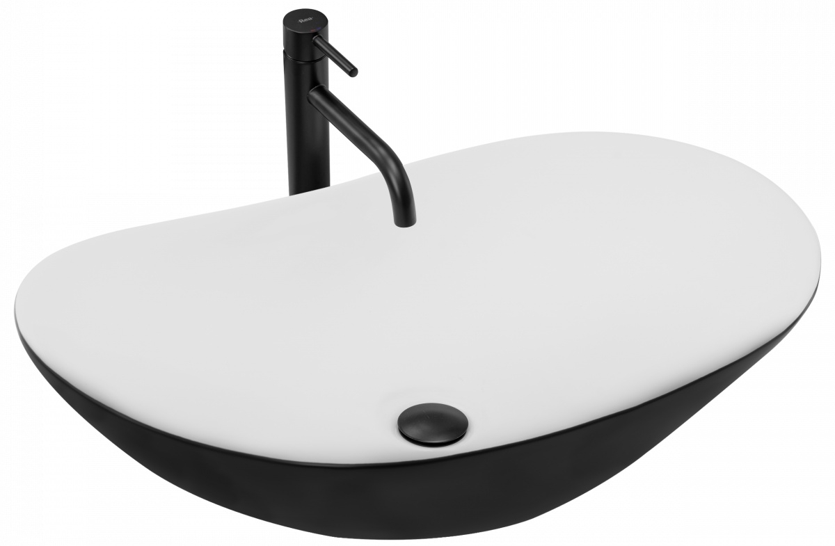 Rea Royal lavabo 62x36 cm ovale da appoggio bianco-nero REA-U6600