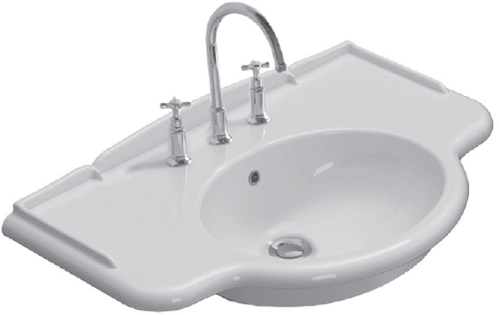 Globo Paestum lavabo 90x56 cm semicircolare a parete-da mobile bianco PA056.BI