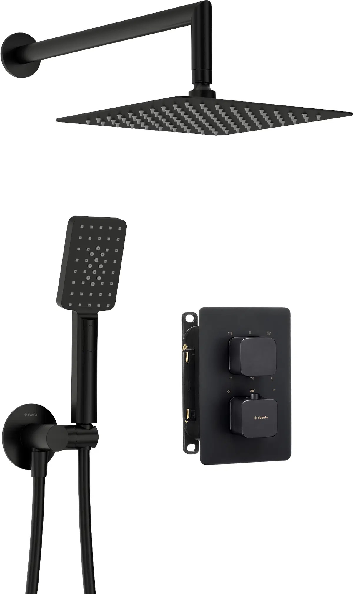Deante Box set doccia da incasso con termostato con soffione nero BXYZNECT