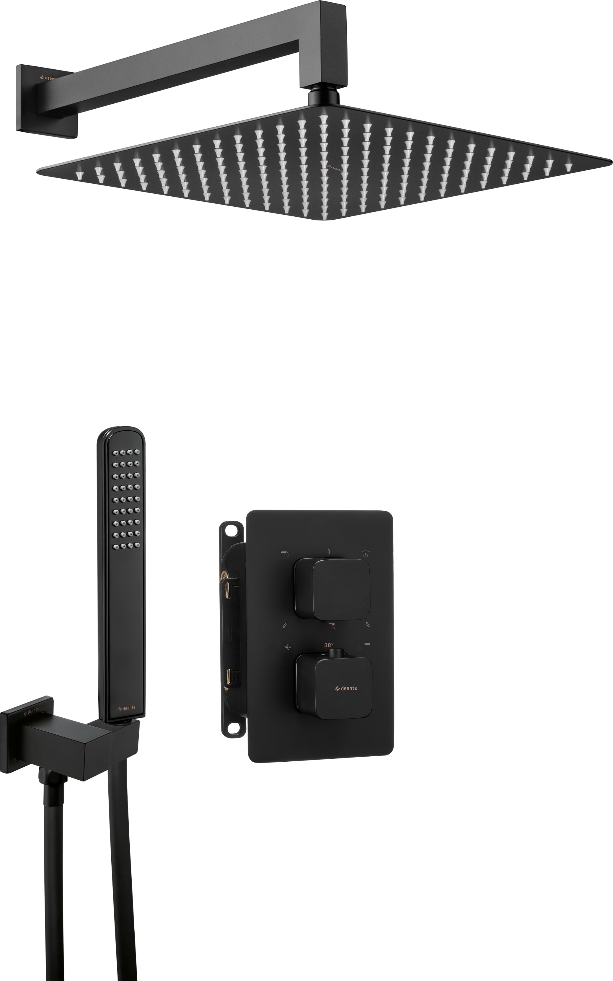 Deante Box set doccia da incasso con termostato con soffione nero BXYZNECT