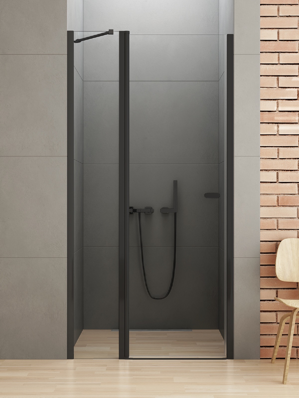 New Trendy New Soleo Black porta doccia 110 cm a battente nero opaca/vetro trasparente D-0243A
