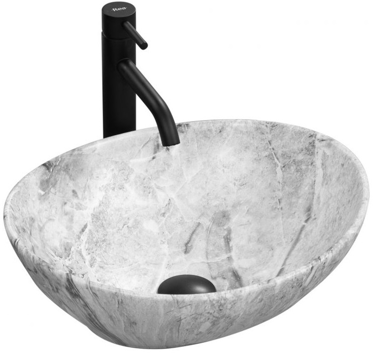 Rea Sofia lavabo 41x34.5 cm ovale da appoggio bianco REA-U9908