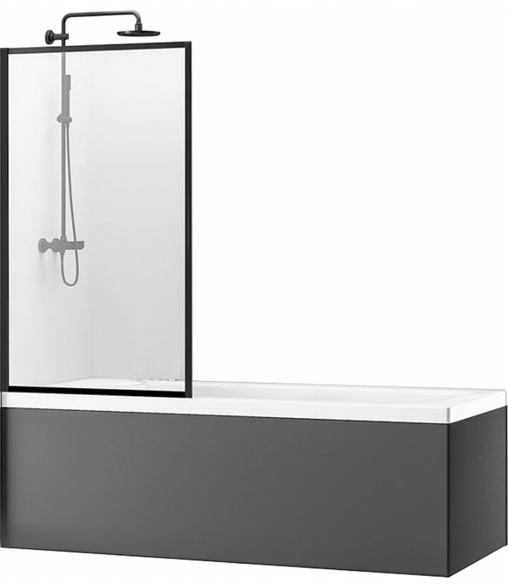 Rea Lagos parete vasca 70 cm 1 anta nero opaca/vetro trasparente REA-K7632
