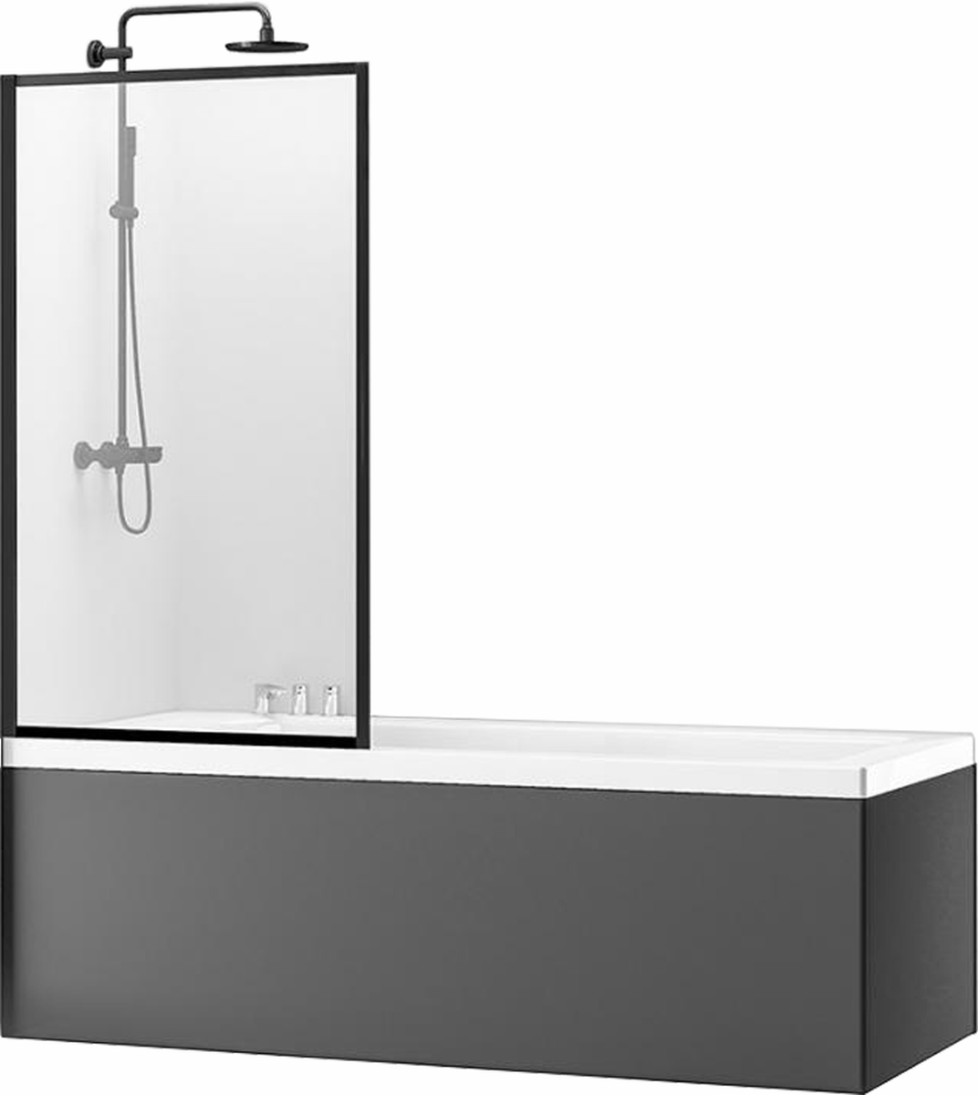 Rea Lagos parete vasca 80 cm 1 anta nero opaca/vetro trasparente REA-K7390