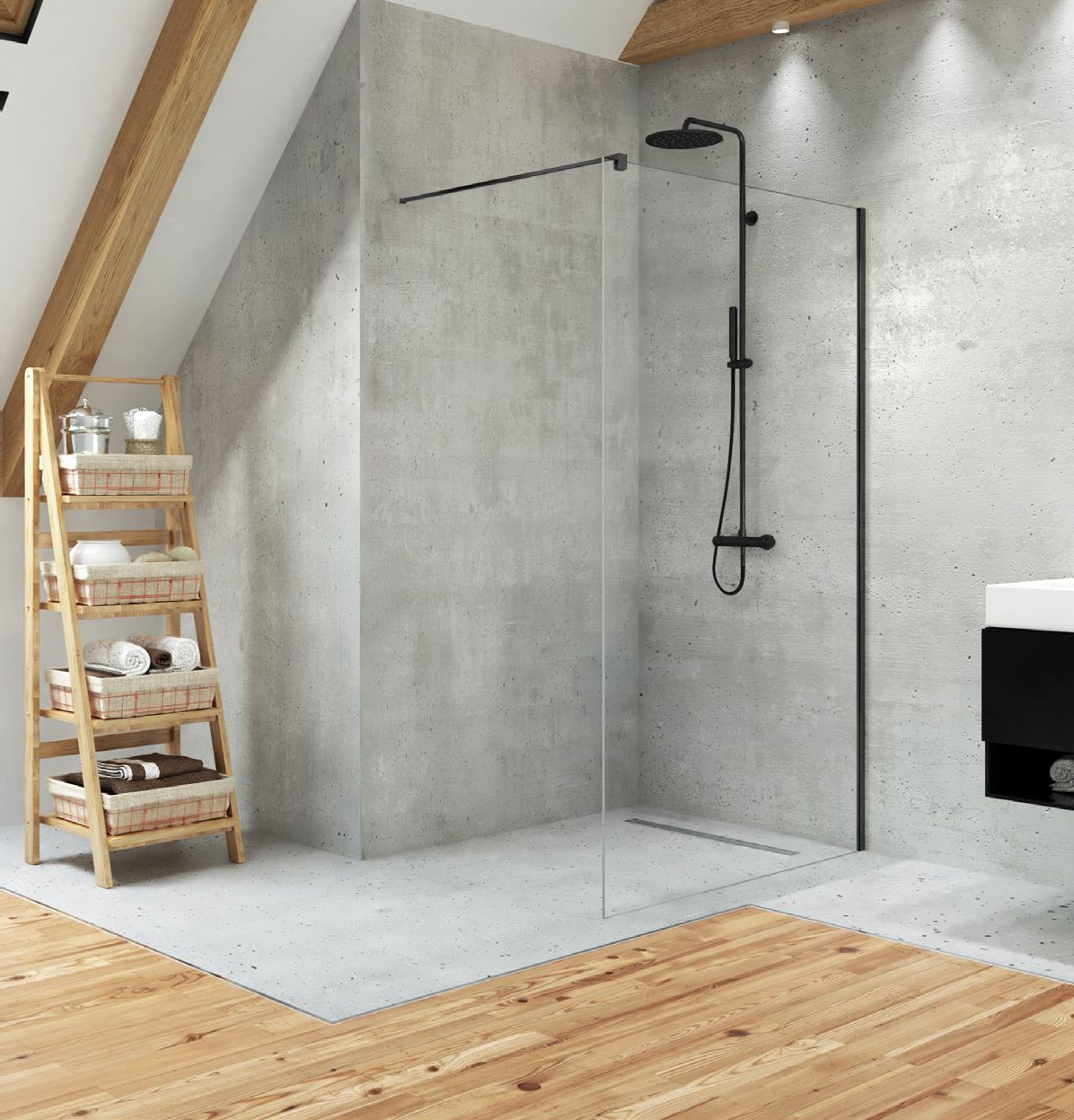 New Trendy Velio Black parete doccia 100 cm nero opaca/vetro trasparente D-0143B