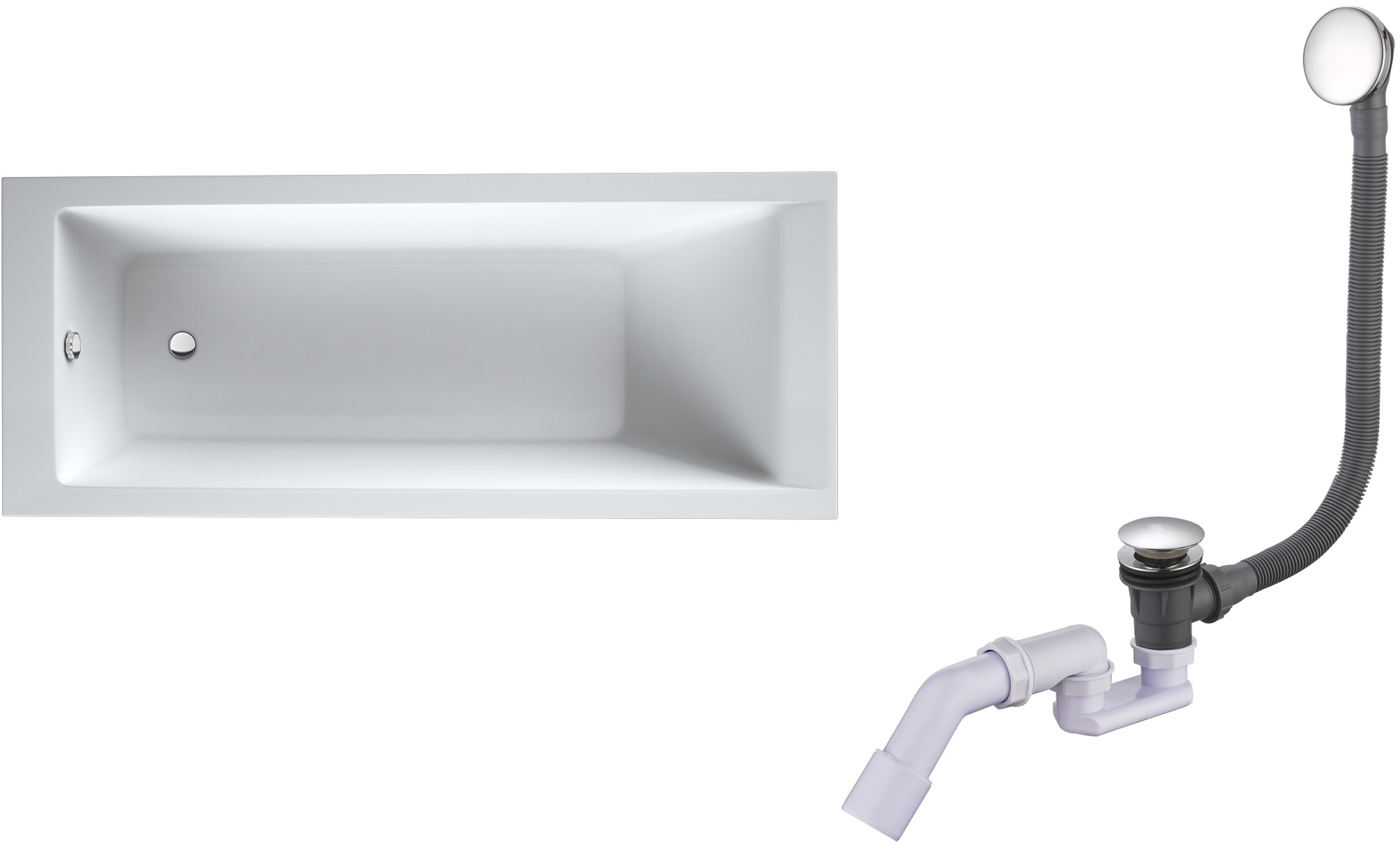 Set vasca da bagno rettangolare Oltens Langfoss 10004000, sifone per vasca da bagno Oltens Fusa 03002100