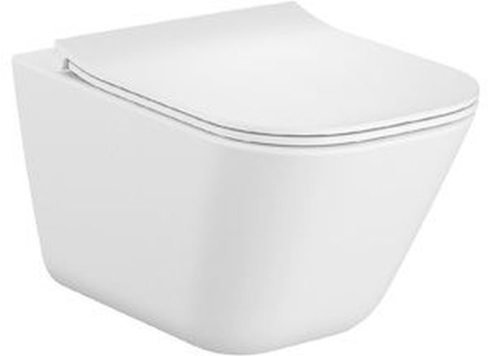 Roca Gap Square vaso wc con copriwater a discesa lenta sospeso senza brida bianco A34H472000