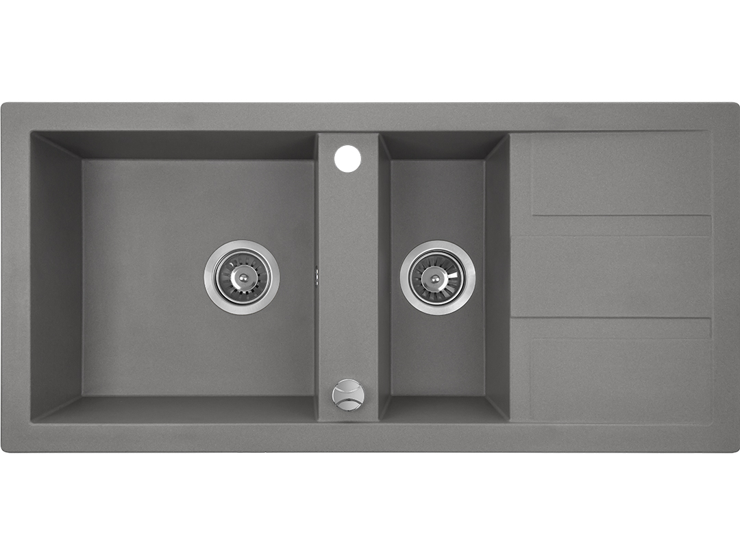 Laveo Barbados lavello in granito 100x48 cm grigio/grafite/inox SBB531T