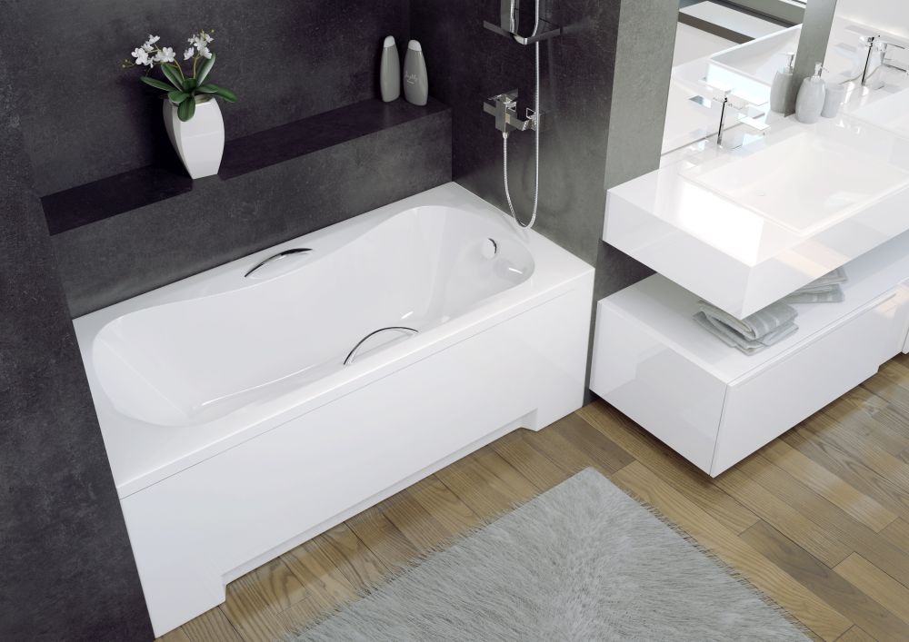 Set vasca da bagno rettangolare Besco Aria #WAA-170-PA, rivestimento per vasca da bagno Besco #OAP-170-UNI