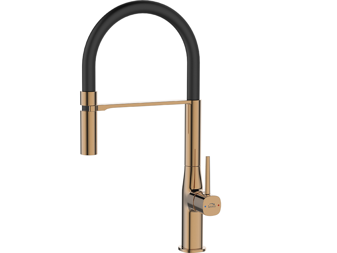 Laveo Pola rubinetto da cucina verticale nero-oro/oro antico BAP878D