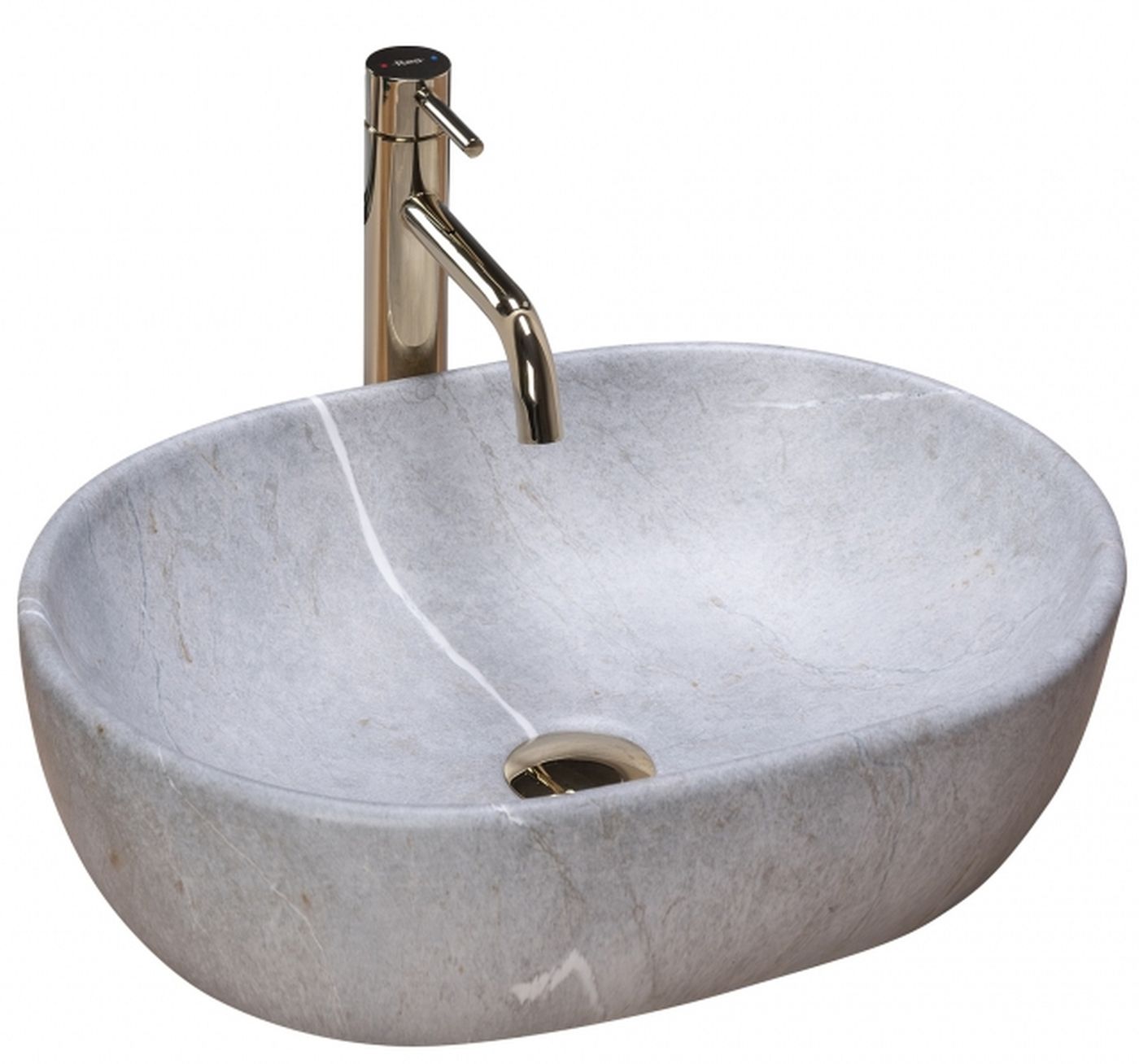 Rea Lara lavabo 48.5x35 cm ovale da appoggio grigio/pietra REA-U9889