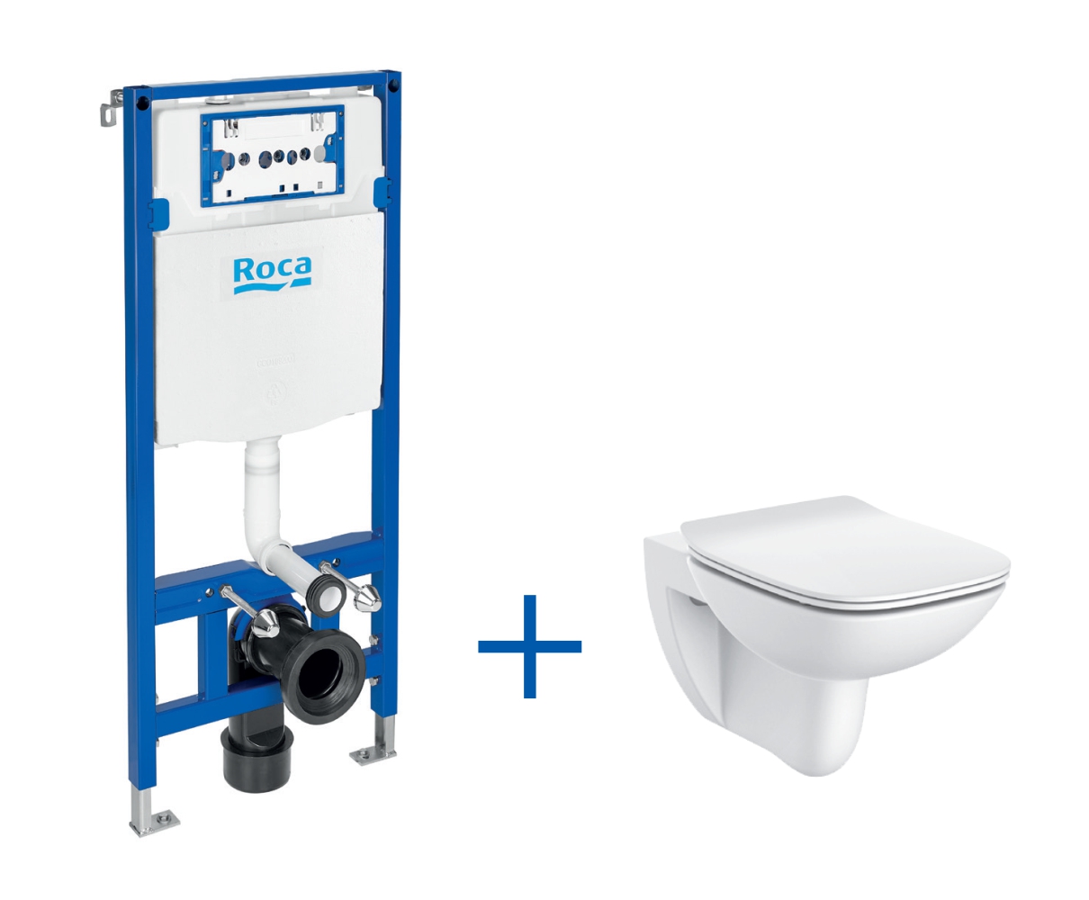 Roca Debba set vaso wc con copriwater e modulo di installazione A893104450