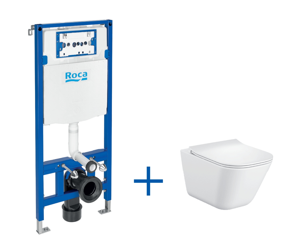 Roca Gap Square set modulo di installazione con vaso wc e copriwater A893104500