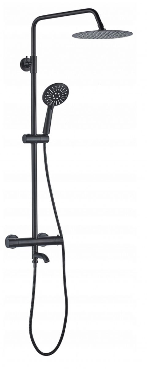 Rea Lungo set per vasca e doccia a parete con termostato nero REA-P4113