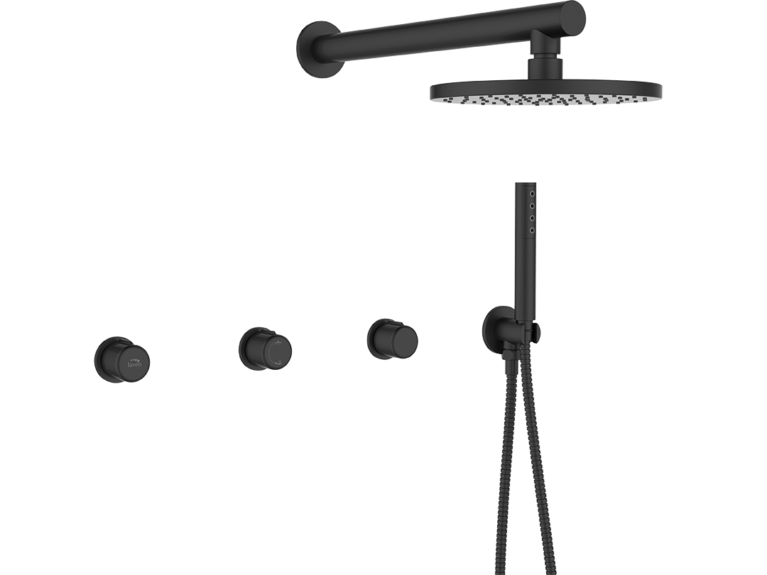 Laveo Pretto set doccia da incasso con soffione nero BAO704P