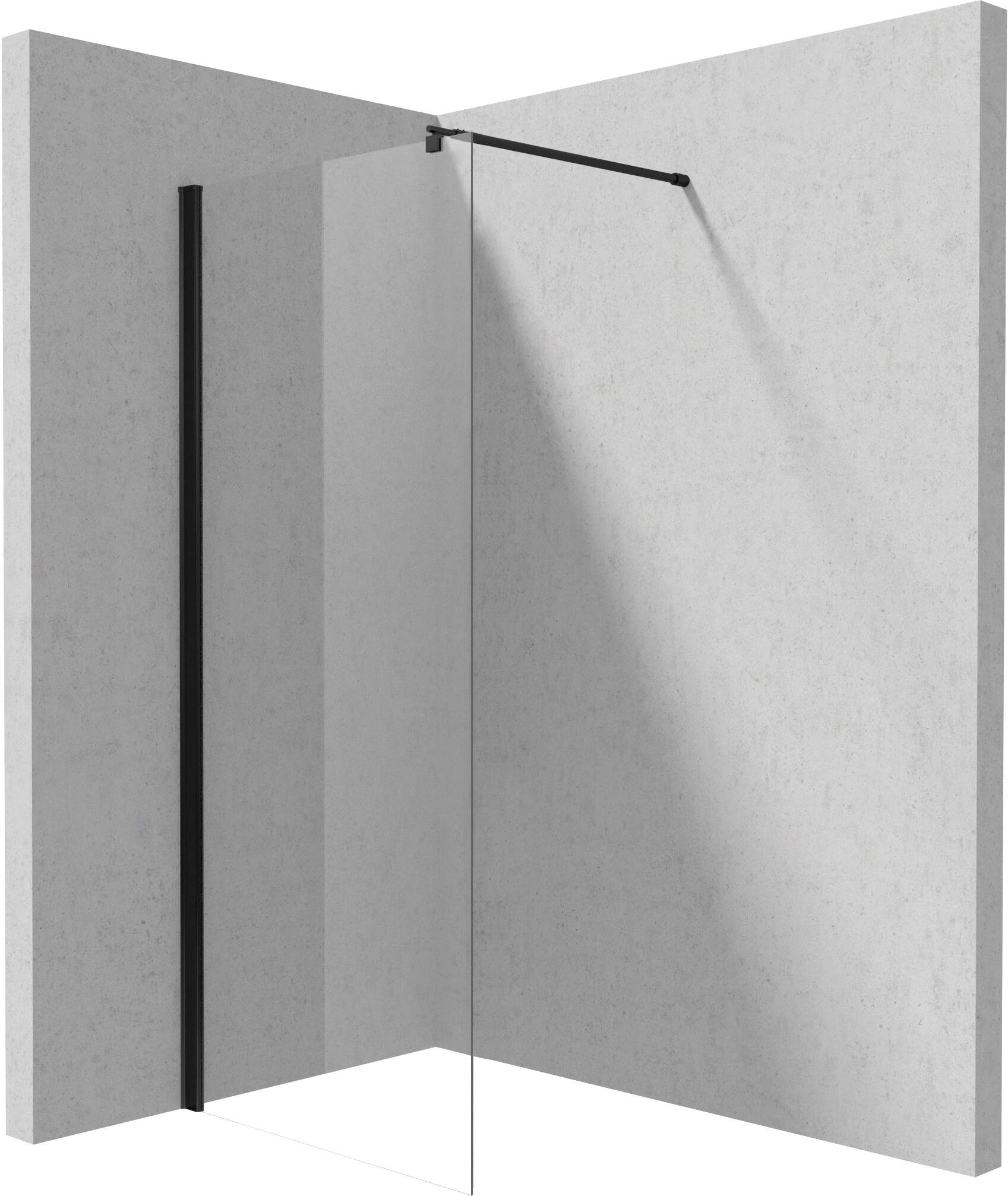 Deante Kerria Plus parete doccia walk-in 80 cm nero opaca/vetro trasparente KTS_N38P