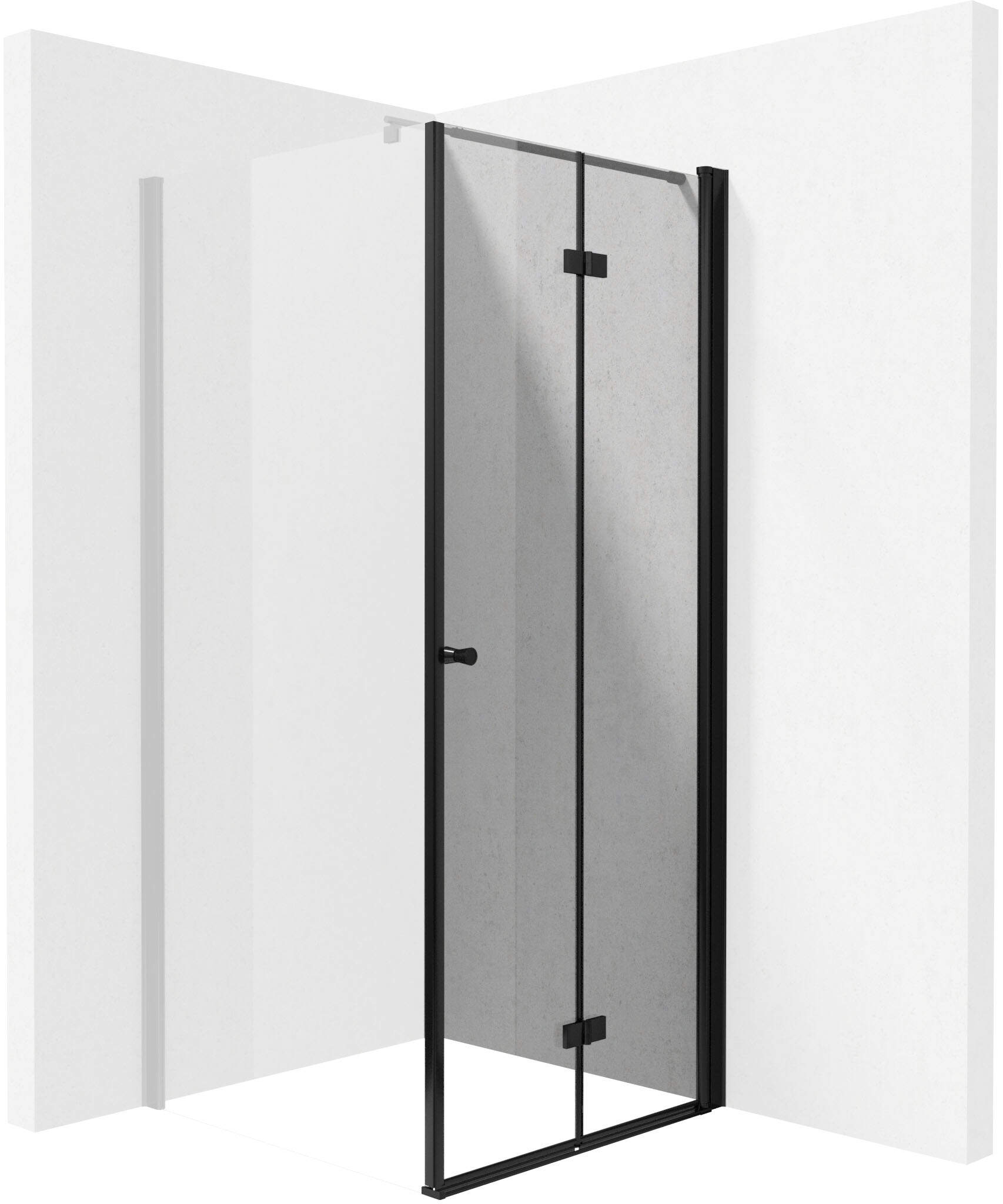 Deante Kerria Plus porta doccia 80 cm pieghevole nero opaca/vetro trasparente KTSXN42P