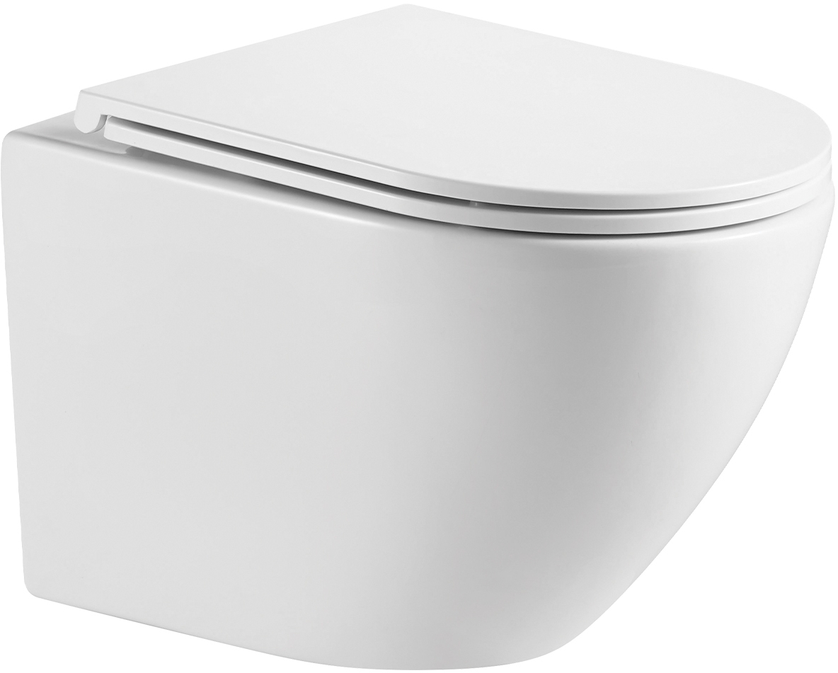 Omnires Ottawa vaso wc con copriwater a discesa lenta sospeso senza brida bianco lucida OTTAWAMWBP